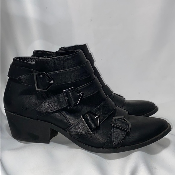 Sam& Libby Black 4 Buckle Booties Size 8 - Picture 3 of 8